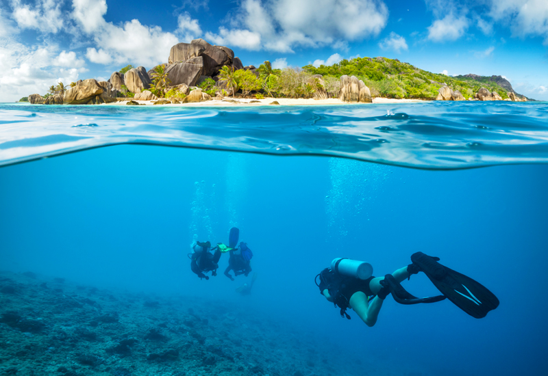 scuba-divers-underwater-near-reef-in-seychelles