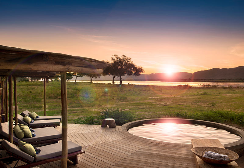 Deck and plunge pool in the suites at Nyamatusi Camp
